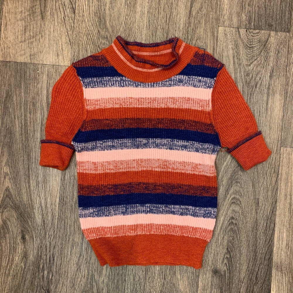 Striped short sleeved sweater